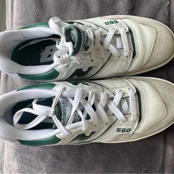 New Balance Men's White and Dark Green Sneakers - Picture 3 of 4